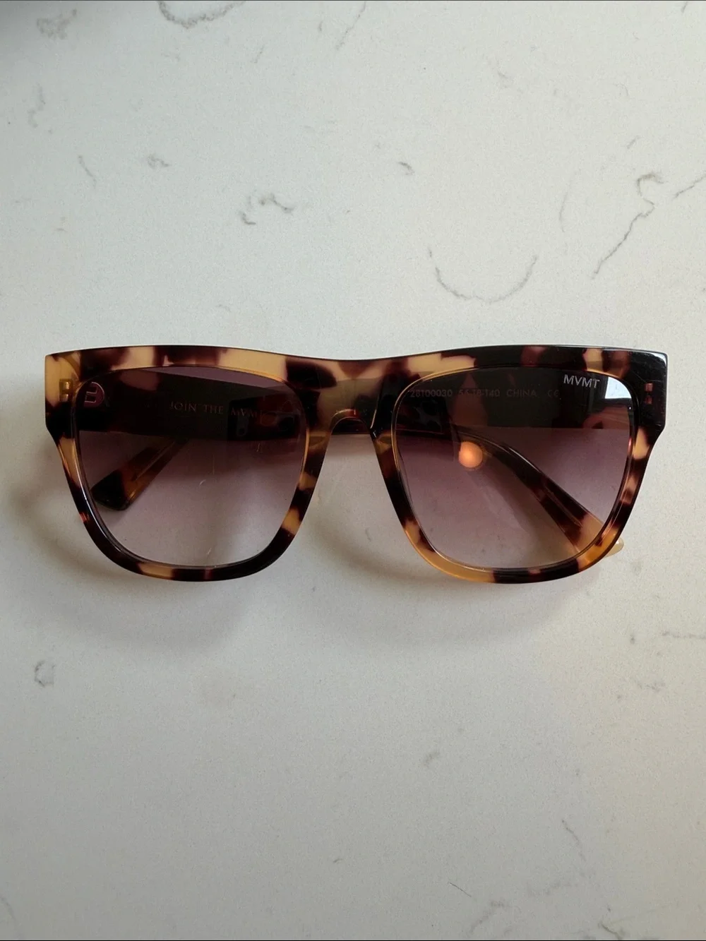 MVMT Tortoiseshell Square Sunglasses with Brown Gradient Lenses